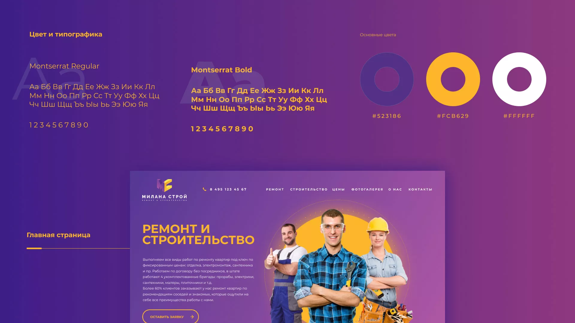Разработка сайта строительной компании «Милана-Строй» в Никольске